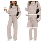 Casual Crew Neck Top & Drawstring Pants Set
