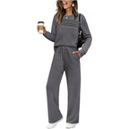 Casual Crew Neck Top & Drawstring Pants Set