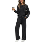 Casual Crew Neck Top & Drawstring Pants Set