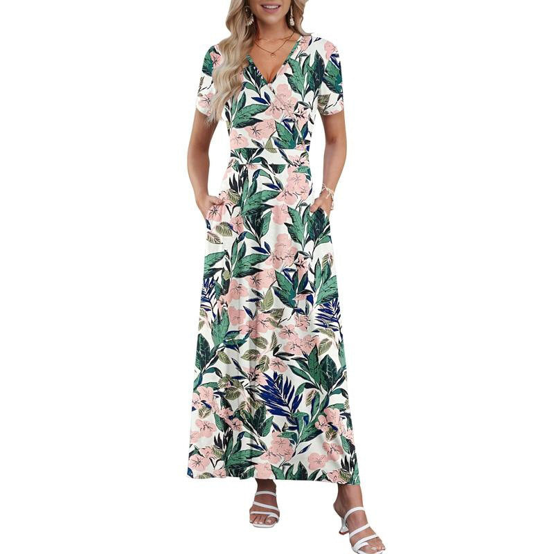 Floral Beach Long Flowy Maxi Dress