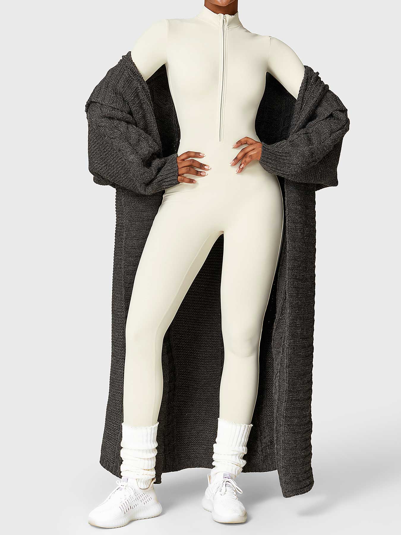 Yeoreo Belle Fleece jumpsuit met lange mouwen en rits