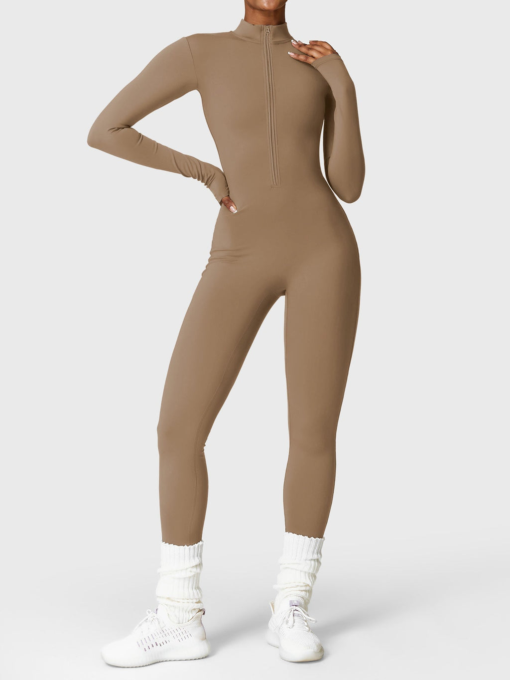 Yeoreo Belle Fleece jumpsuit met lange mouwen en rits