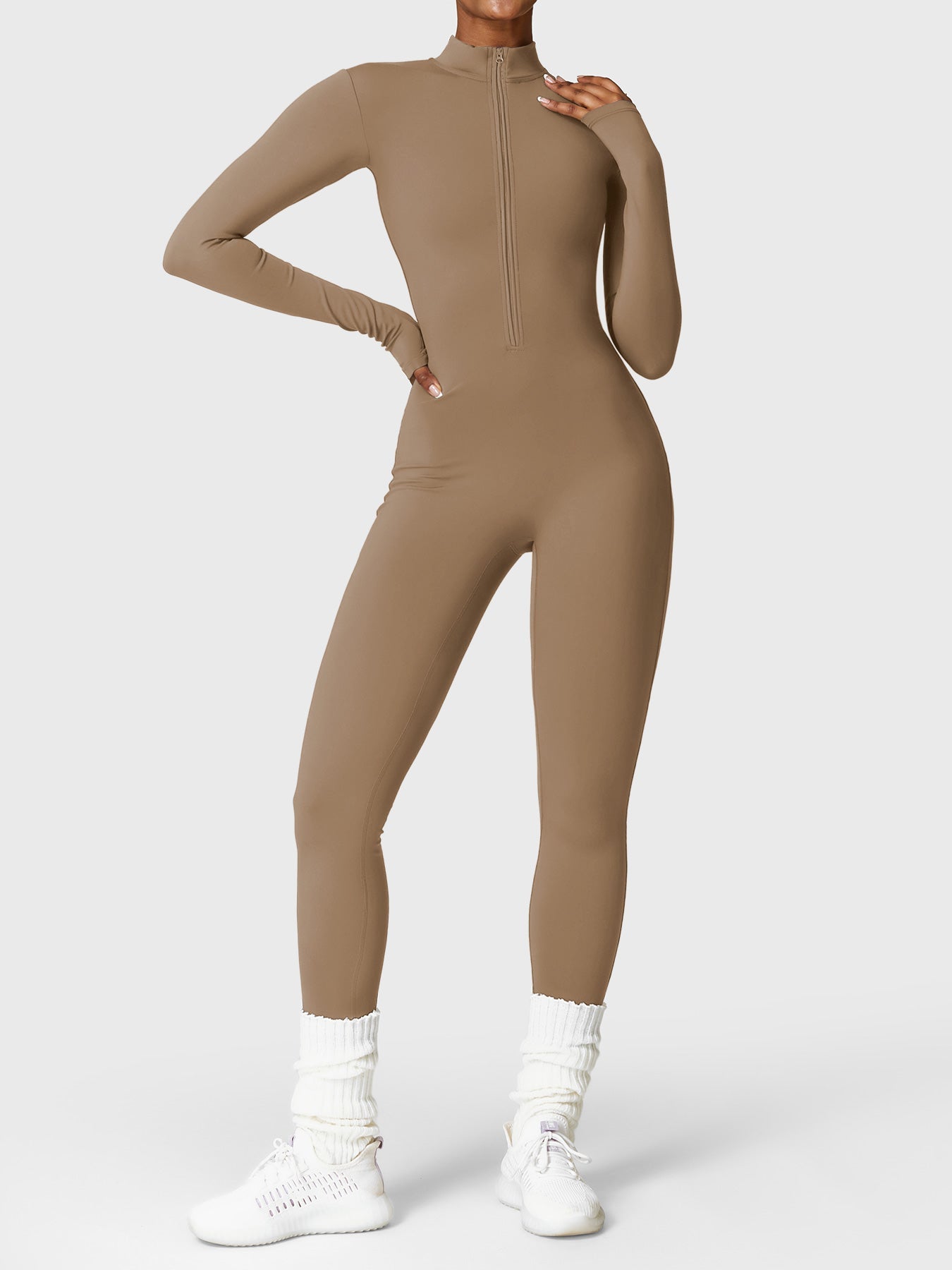 Yeoreo Belle Fleece jumpsuit met lange mouwen en rits
