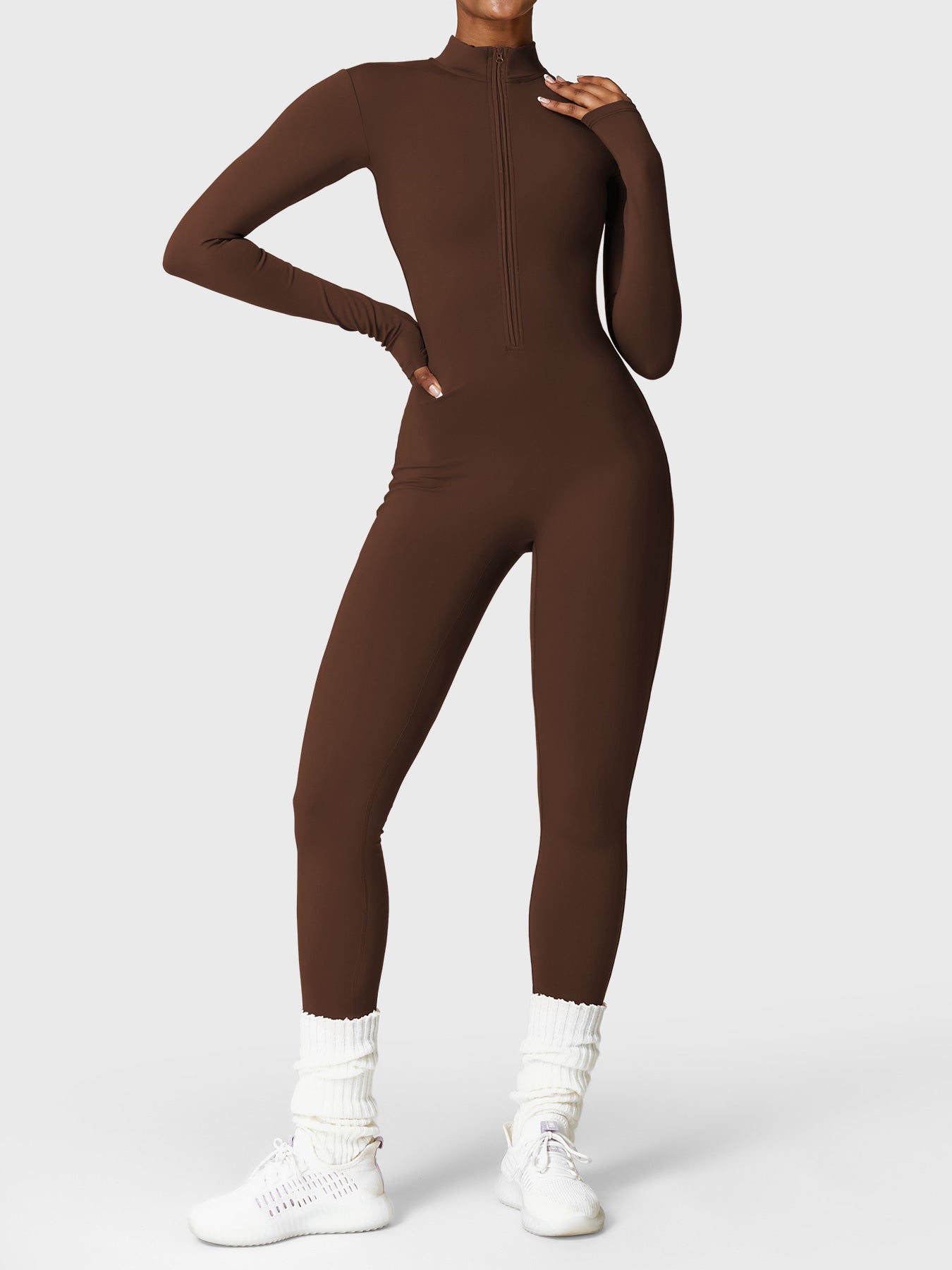 Yeoreo Belle Fleece jumpsuit met lange mouwen en rits