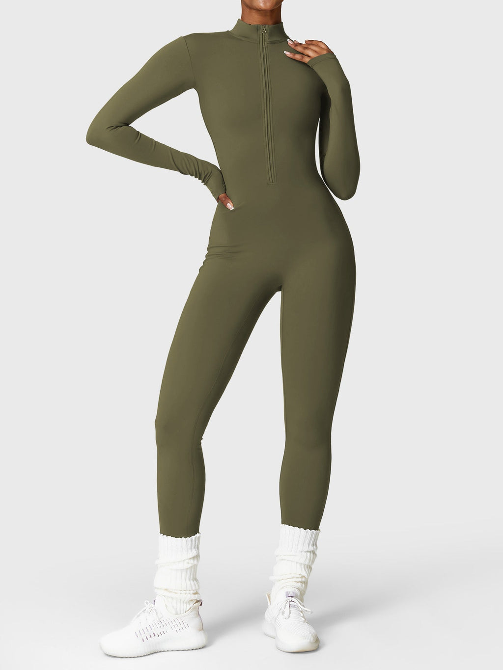 Yeoreo Belle Fleece jumpsuit met lange mouwen en rits