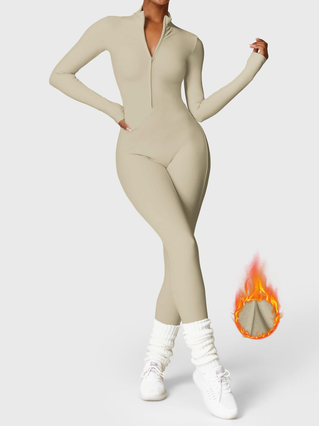 Yeoreo Belle Fleece jumpsuit met lange mouwen en rits