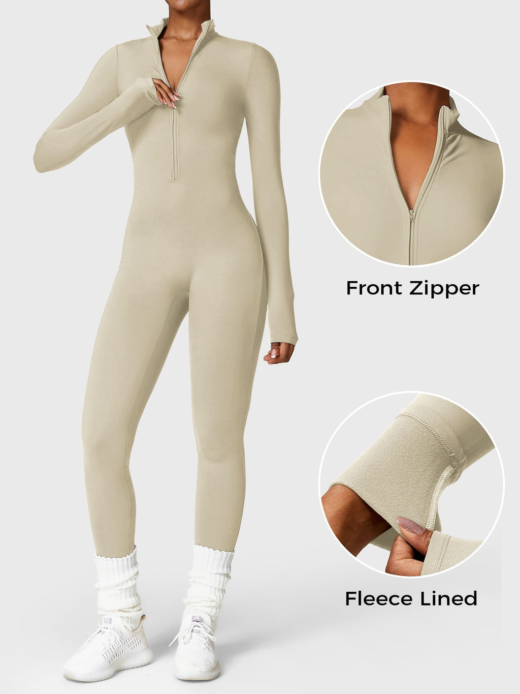 Yeoreo Belle Fleece jumpsuit met lange mouwen en rits
