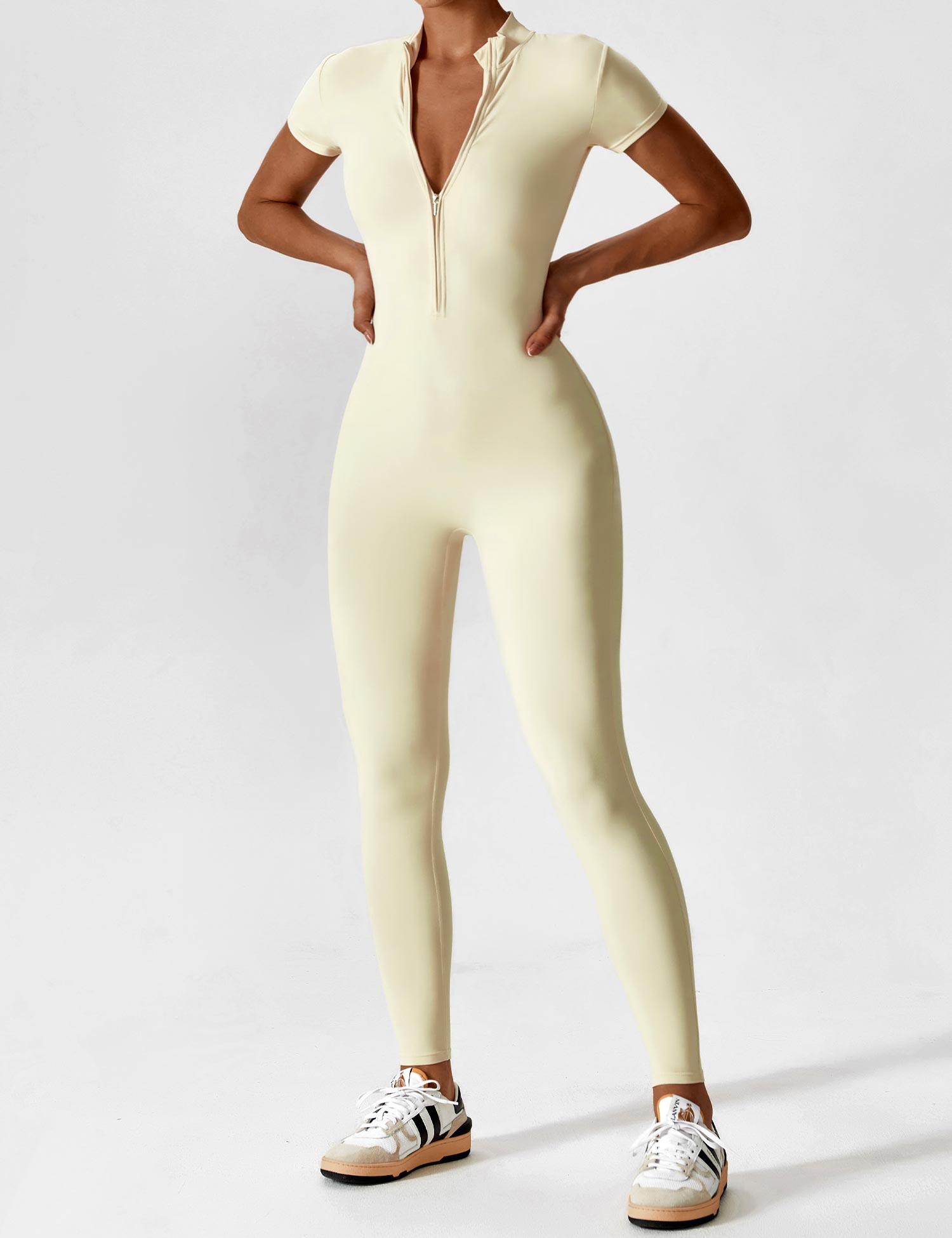 Yeoreo jumpsuit met lange mouwen/korte mouwen en rits